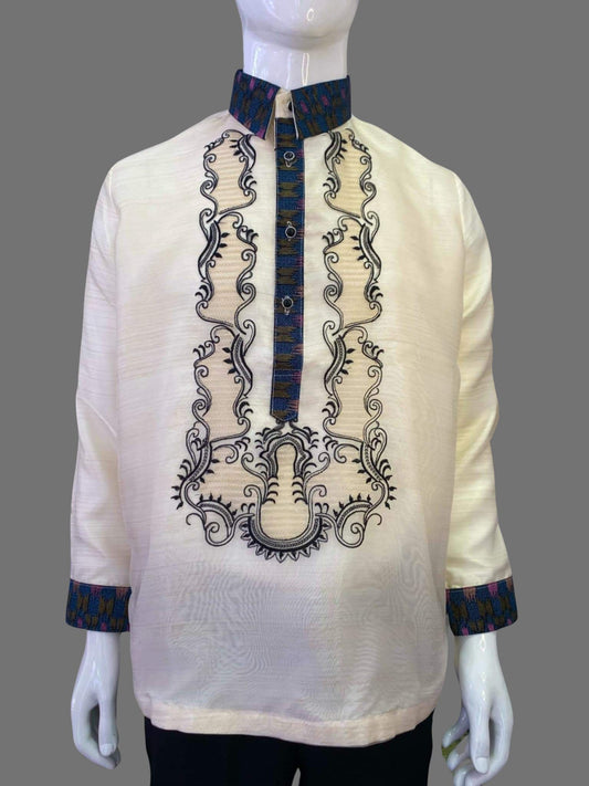 Organza Fabric Barong Tagalog with Ethnic Decorative Embroidery | Barong Republic