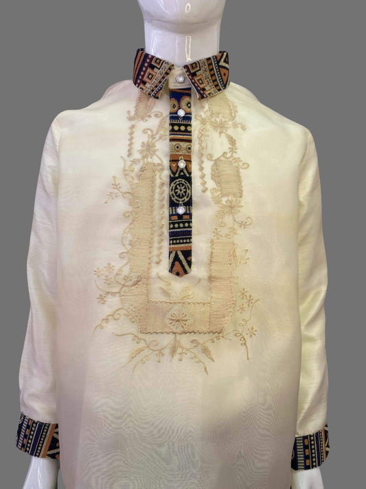 Classic Ethnically Embroidered Barong Tagalog in Organza | Barong Republic