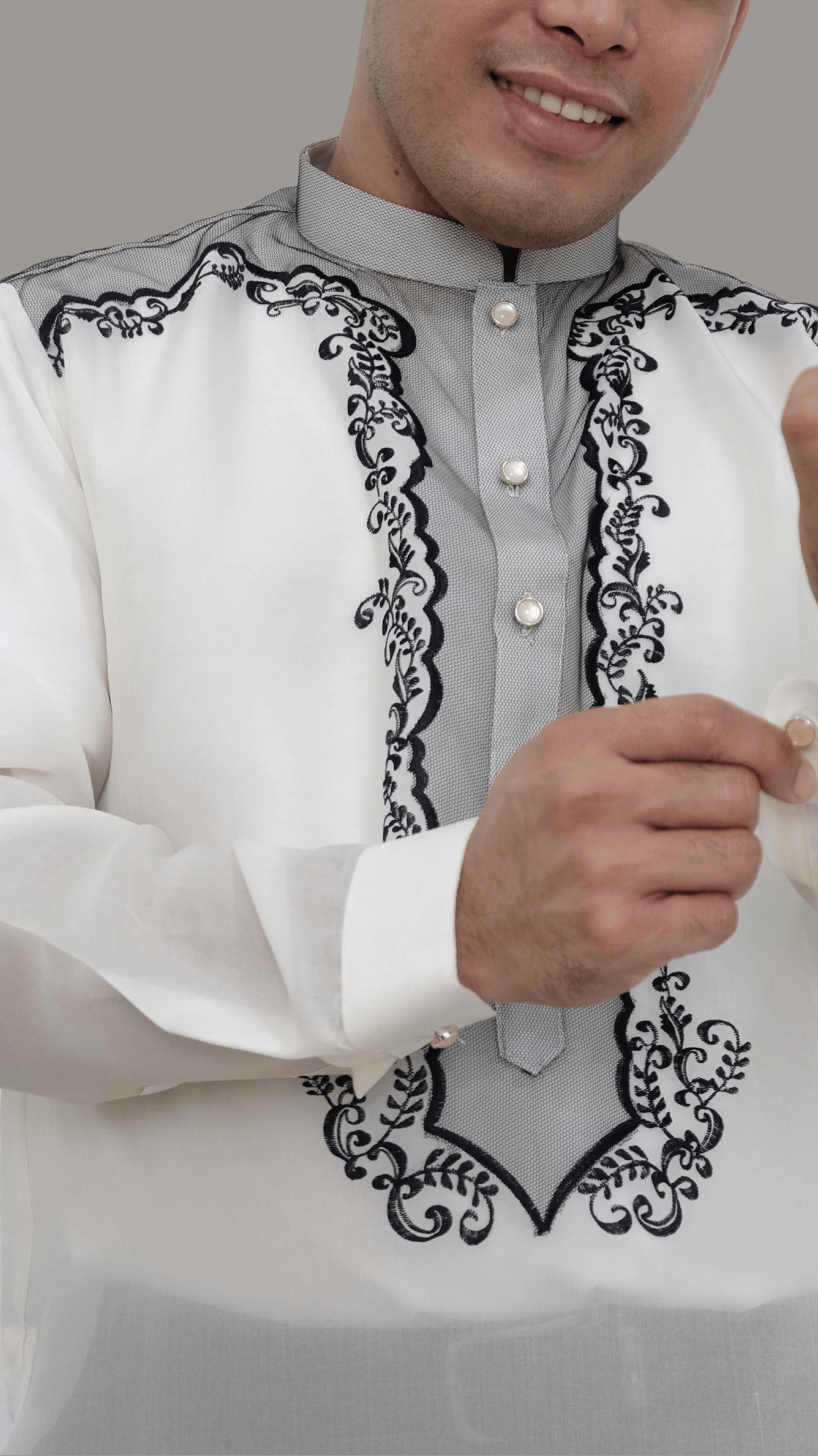 White Jusi Premium Embroidered Barong Tagalog | Barong Republic