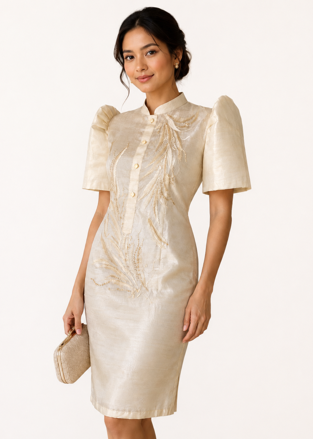 Bini Filipiniana Barong Dress in Pina Organza
