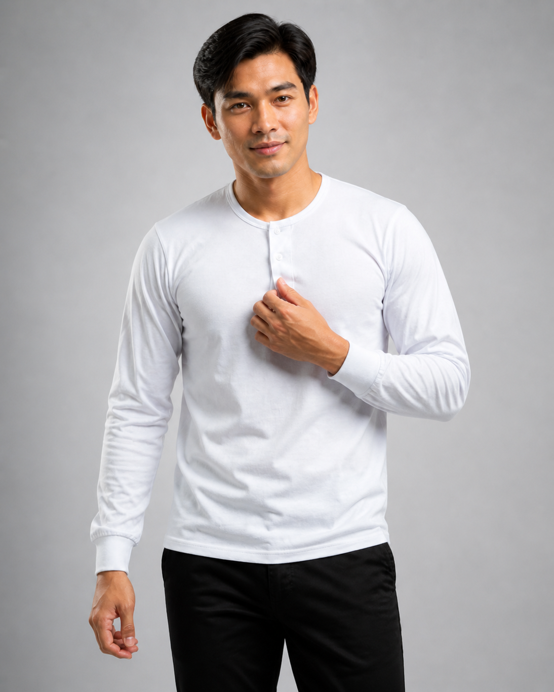 Barong Undershirt - Camisa de Chino Long Sleeve White
