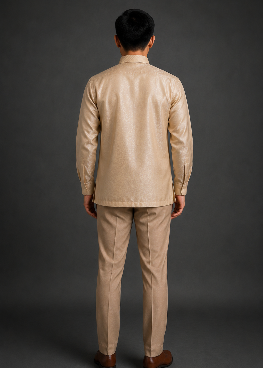 Basilio Barong Tagalog Piña Organza With Lining Beige