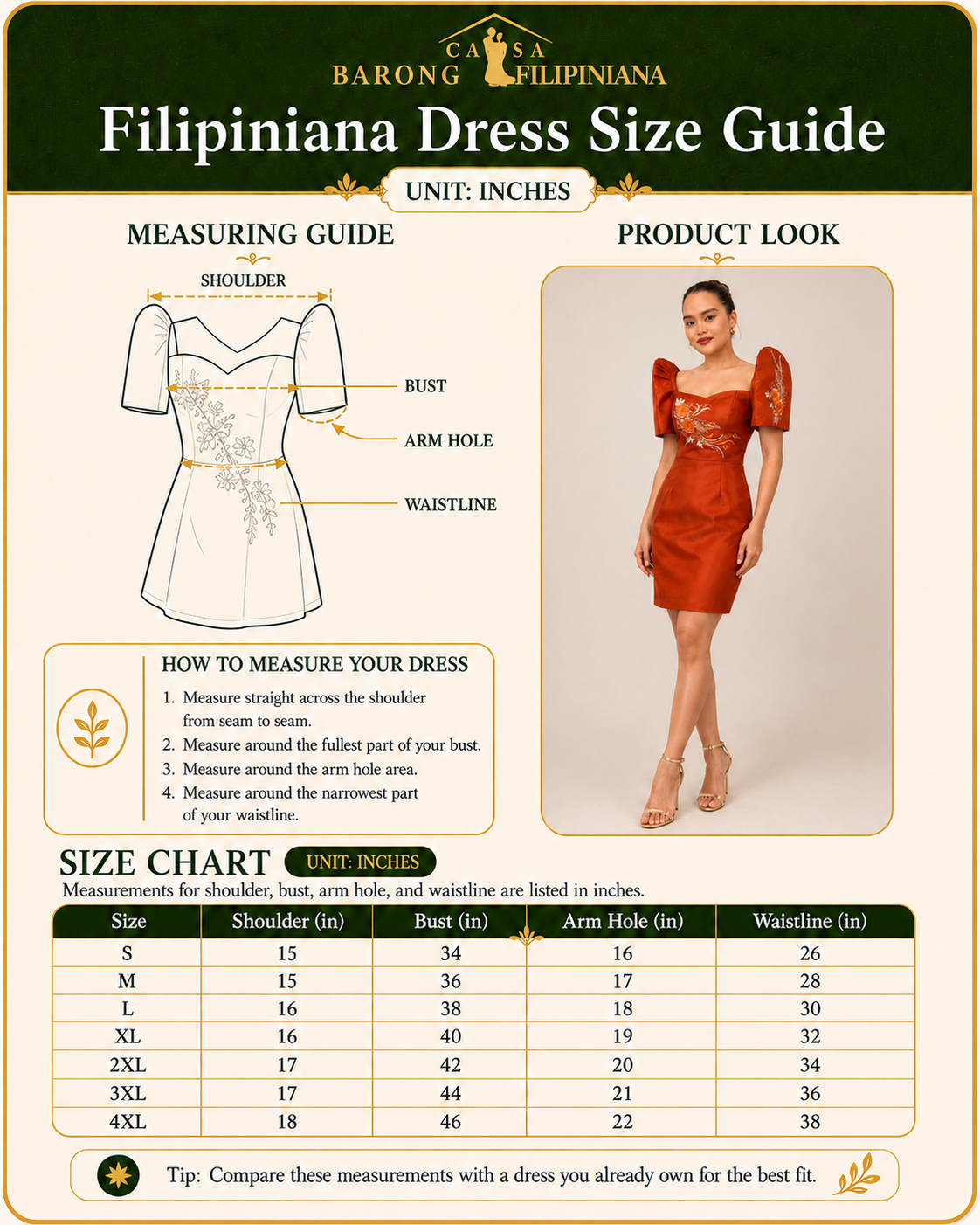 Bighani Filipiniana Mini Dress in Tulle Rust Orange