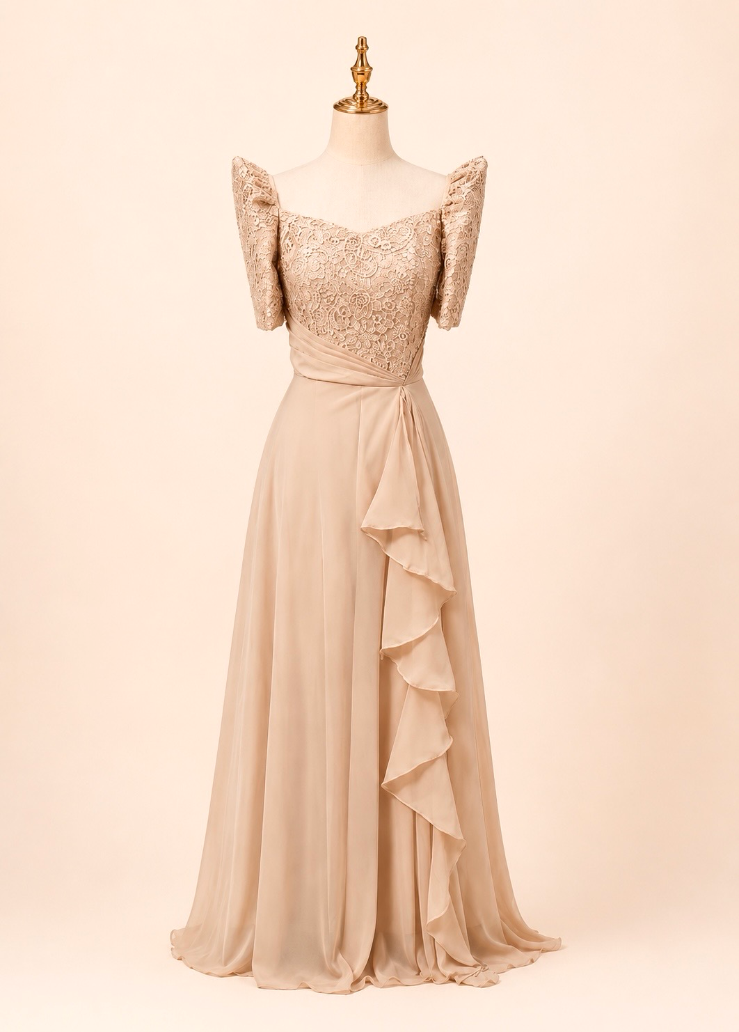 Corazon filipiniana dress in cream pleated chiffon