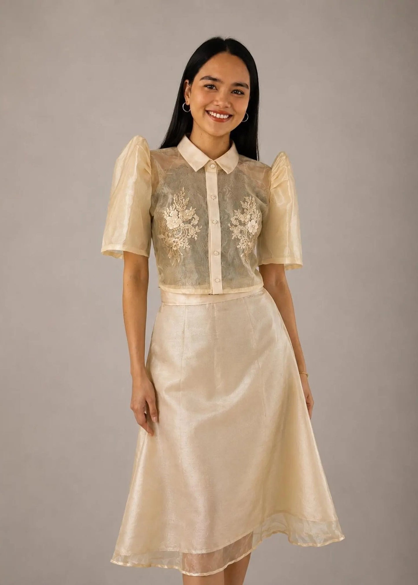Filipiniana Sampaguita Blouse and Skirt Set