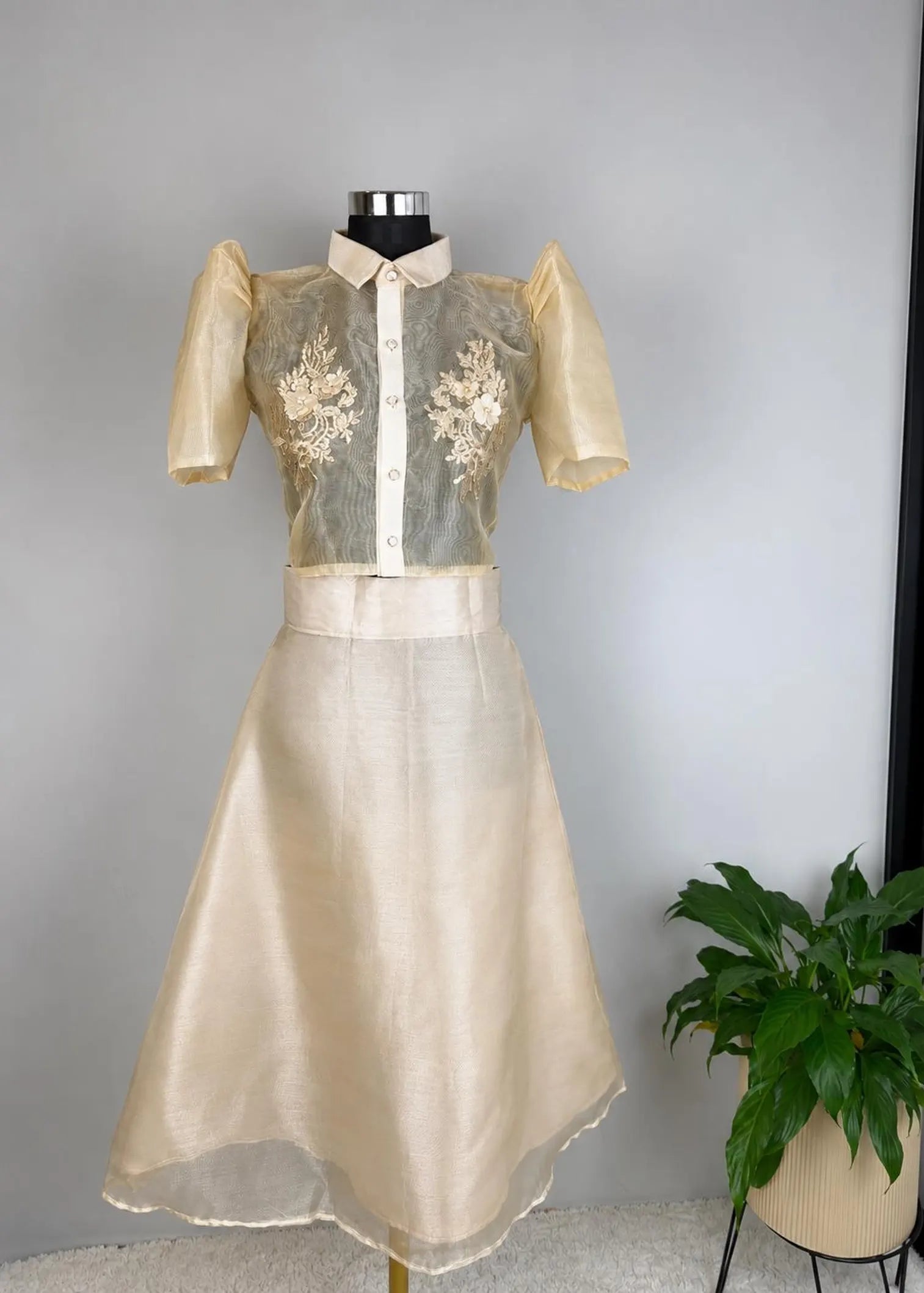 Filipiniana Sampaguita Blouse and Skirt Set