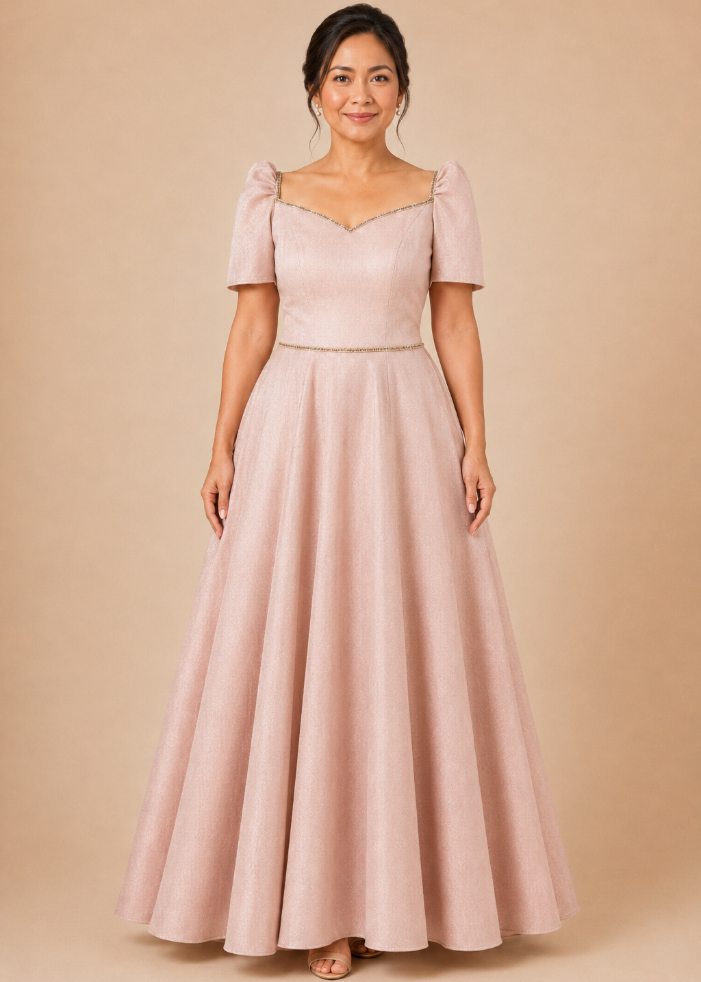 Hilaga Filipiniana Maxi Dress in Satin - Long Gown by Casa Barong Filipiniana