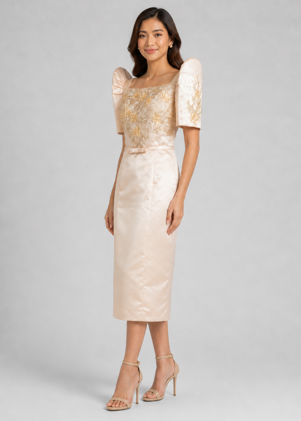 Hilga Filipiniana Mestiza Dutchess Dress side view