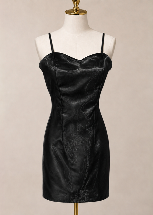 Magdalena Base Dress Spaghetti Dress Organza w/ Satin Lining in Black