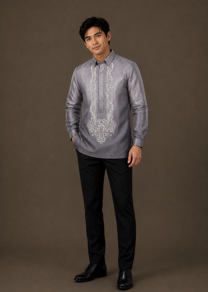 Jose Barong Tagalog Piña Organza Gray