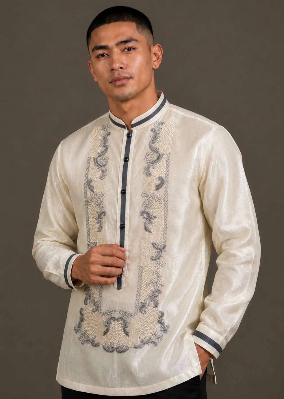 Juan Barong Tagalog Piña Organza Oriental Design With Lining