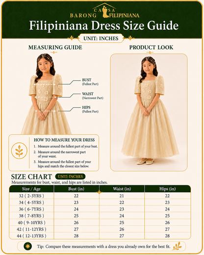 Malaya Princess Filipiniana Ball Dress for Girls Gold