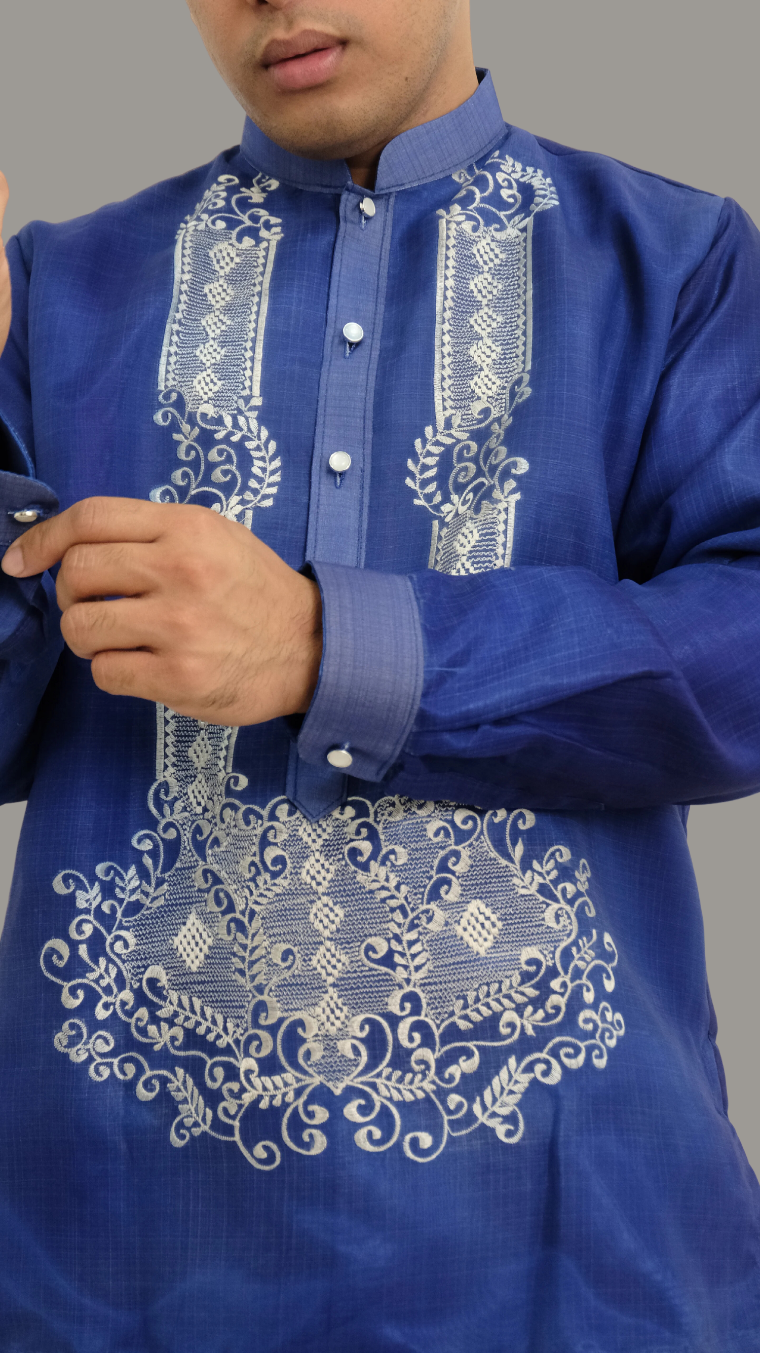 Unique Blue Jusi Barong Tagalog  | Barong Republic