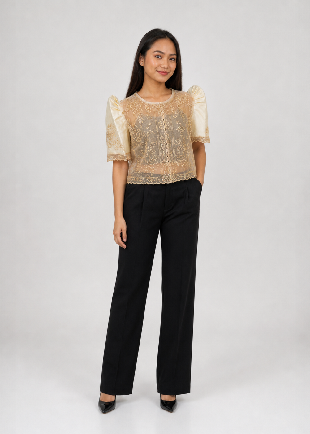 Mutya Filipiniana Bolero in Beige