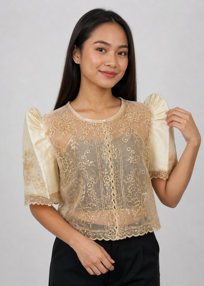 Mutya Filipiniana Bolero in Beige