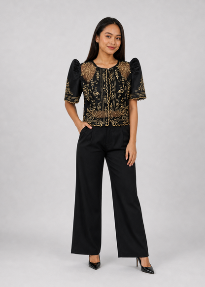 Mutya Filipiniana Bolero in Black