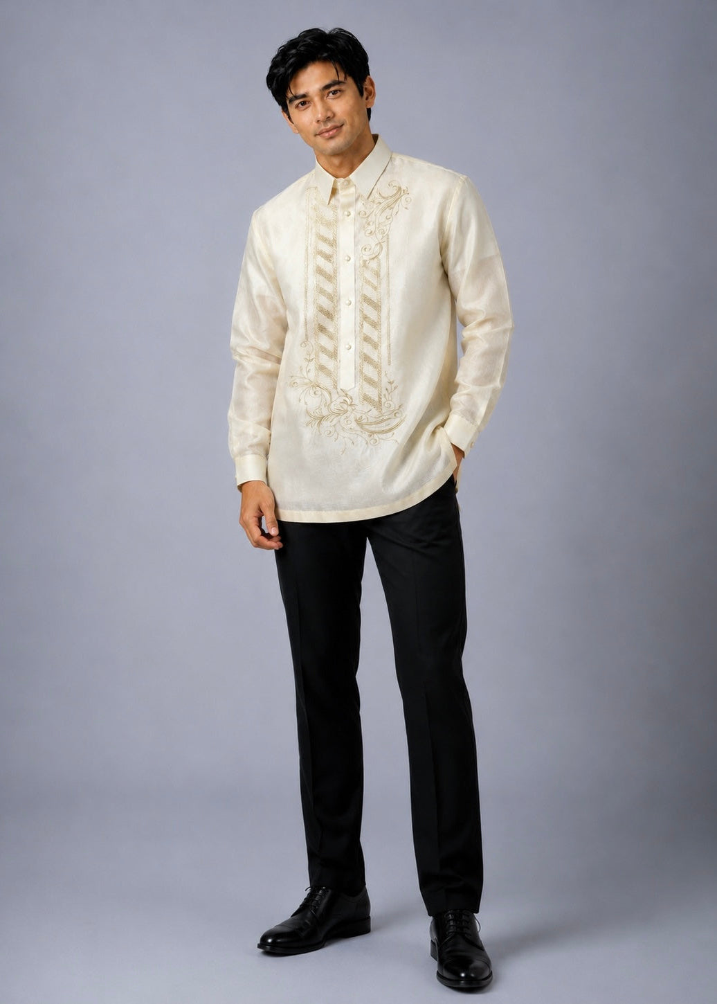 Sebastian Barong Tagalog in Premium Piña Organza with Lining Cream