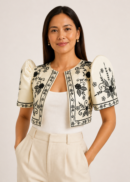 Tala Filipiniana Bolero in Black Embroidery