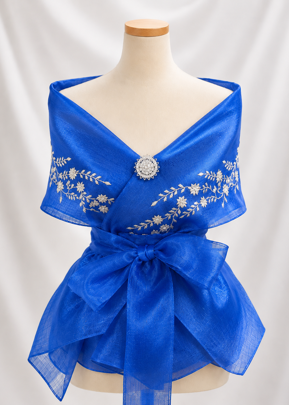 Amihan Panuelo Wrap Around in Blue Pinya Organza - One Size (S-3XL)