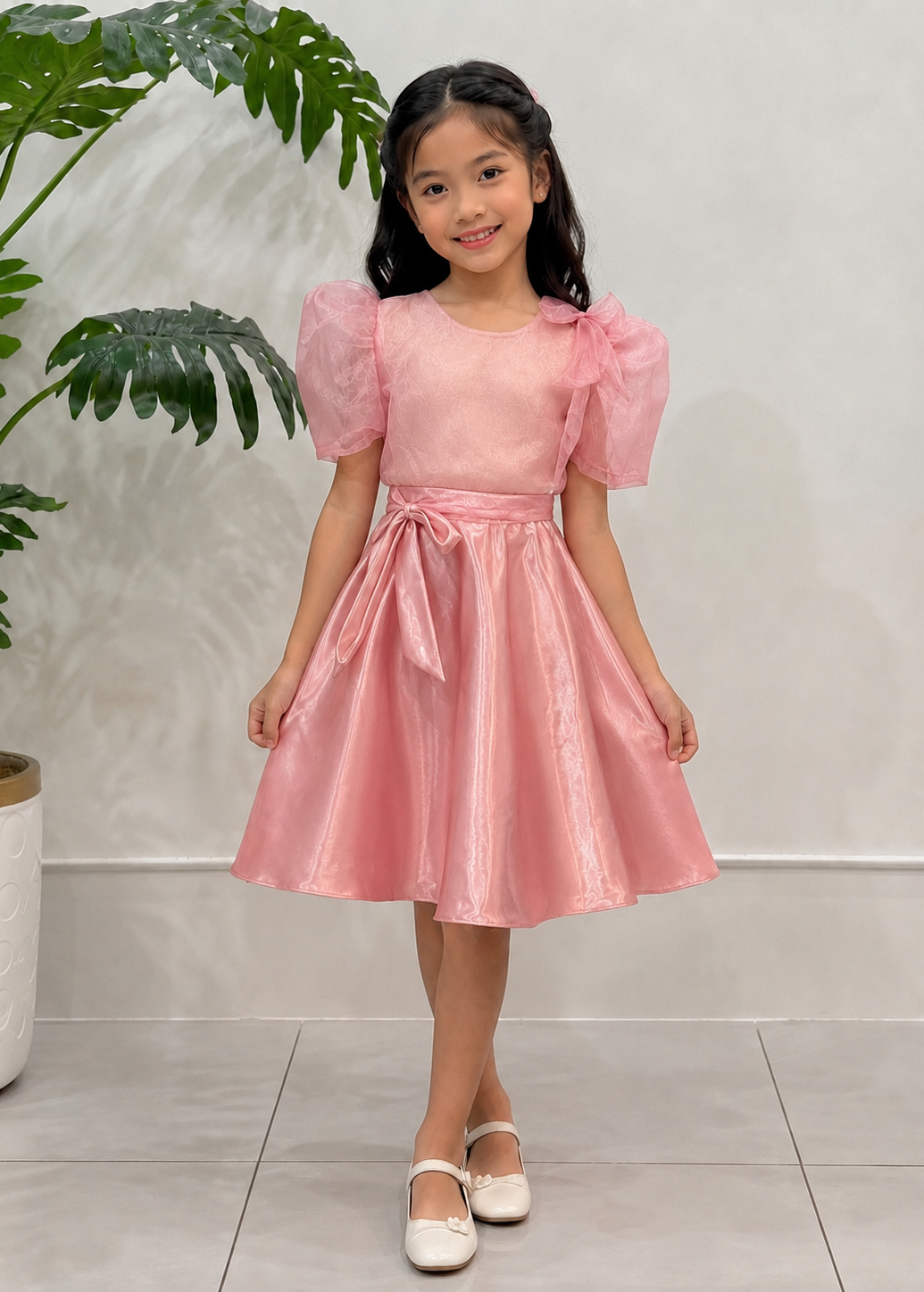Anna Filipiniana Kimona and Skirt Terno Pink