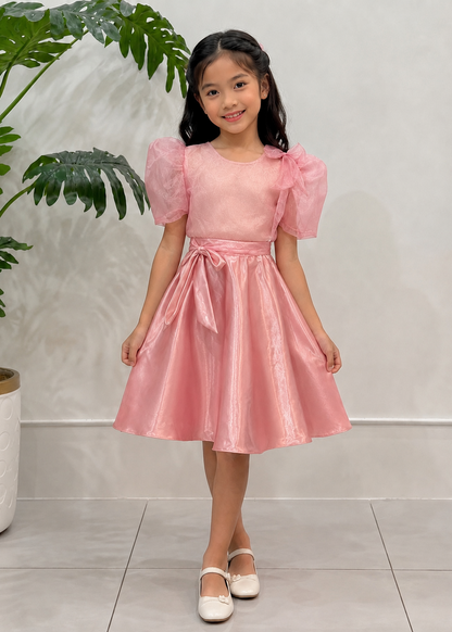 Anna Filipiniana Kimona and Skirt Terno Pink
