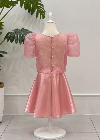 Anna Filipiniana Kimona and Skirt Terno Pink