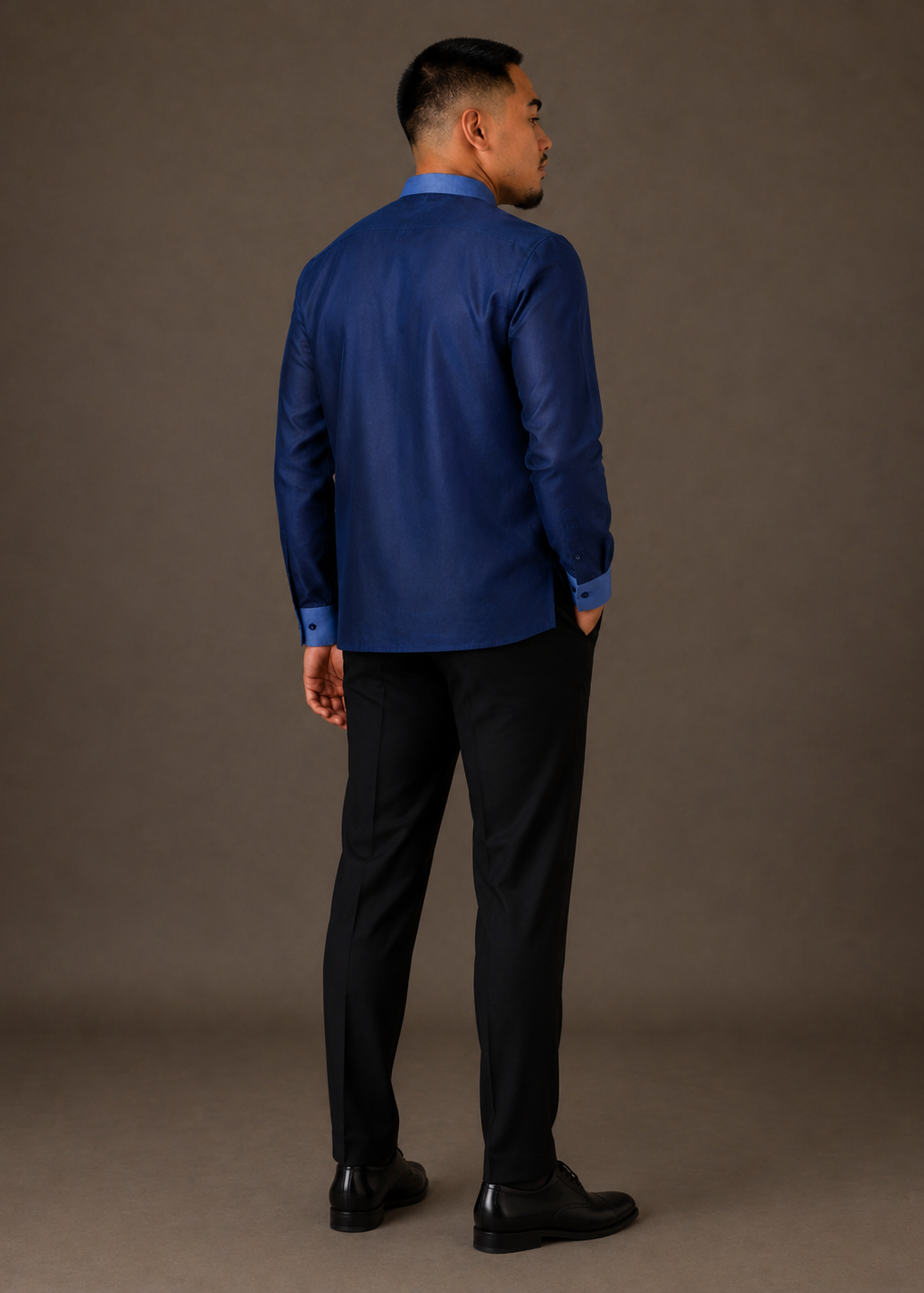 Pedro Barong Tagalog in Premium Piña Organza Midnight Blue