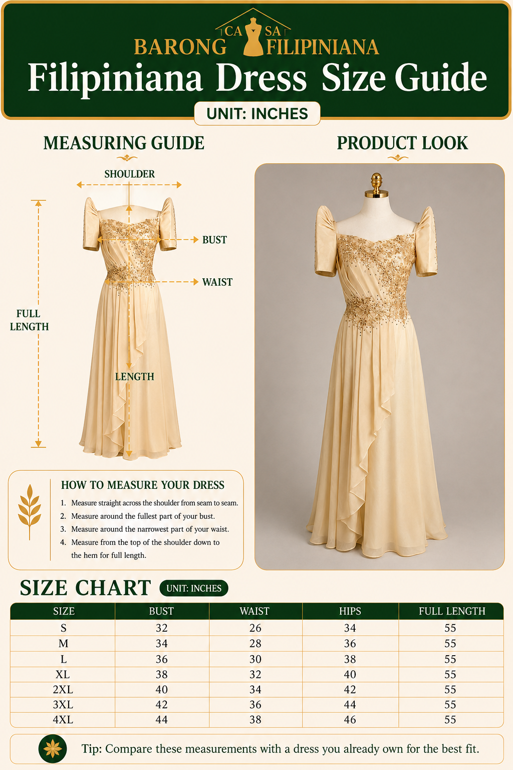 Conception Filipiniana Long Dress in Cream Chiffon