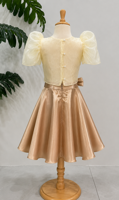 Anna Filipiniana Kimona and Skirt Terno Gold