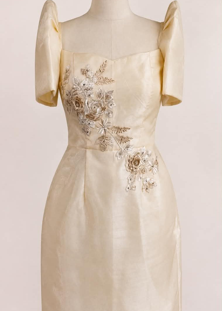 Ilaw Filipiniana Mini Dress in Organza Tulle Cream