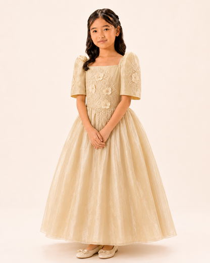 Malaya Princess Filipiniana Ball Dress for Girls Gold