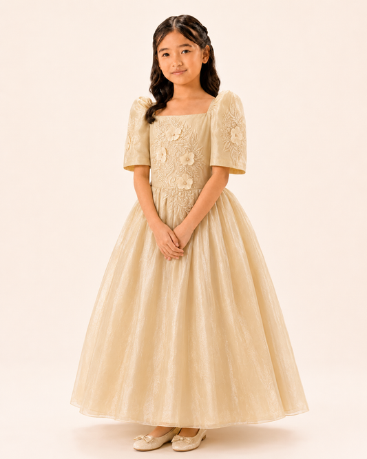Malaya Princess Filipiniana Ball Dress for Girls Gold