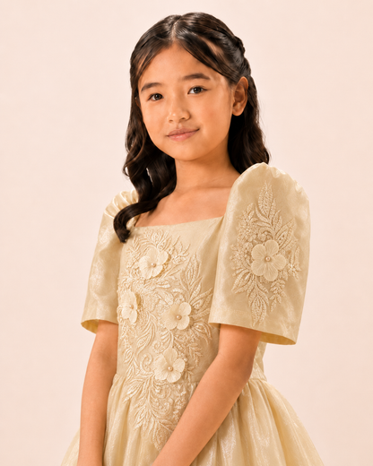Malaya Princess Filipiniana Ball Dress for Girls Gold