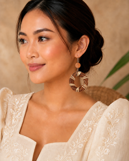 Matahom Rattan Earrings by Casa Barong Filipiniana