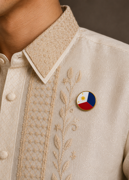 Philippines Flag Round Enamel Lapel Pin 2.5cm Gold Metal Badge