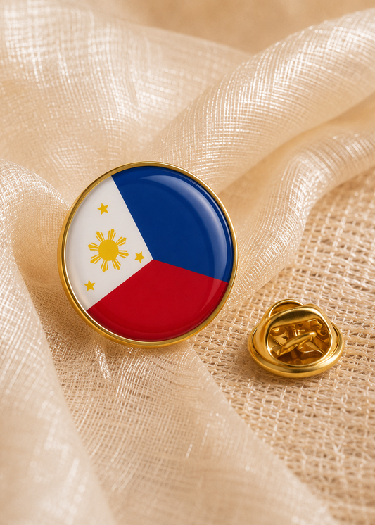 Philippines Flag Round Enamel Lapel Pin 2.5cm Gold Metal Badge