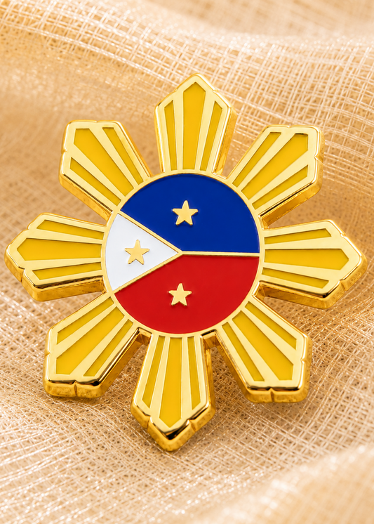 Philippines Sun Flag Enamel Lapel Pin 3cm Gold Metal