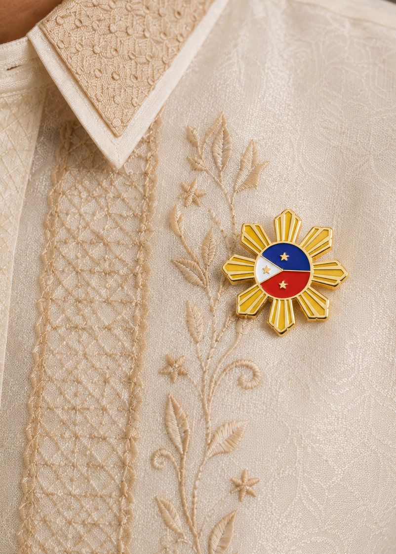 Philippines Sun Flag Enamel Lapel Pin 3cm Gold Metal