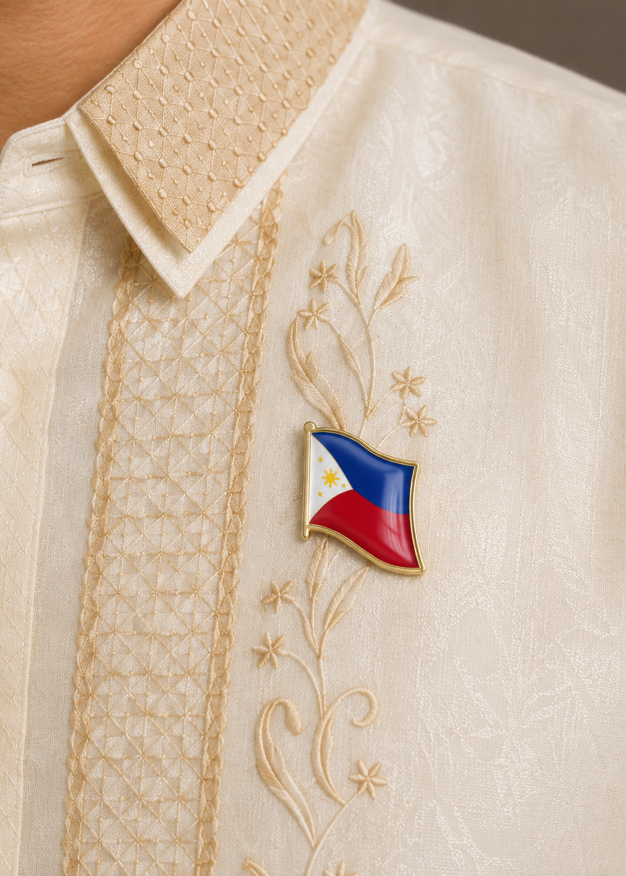 Philippines Flag Waving Enamel Lapel Pin Gold Metal Pin