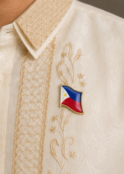 Philippines Flag Waving Enamel Lapel Pin Gold Metal Pin